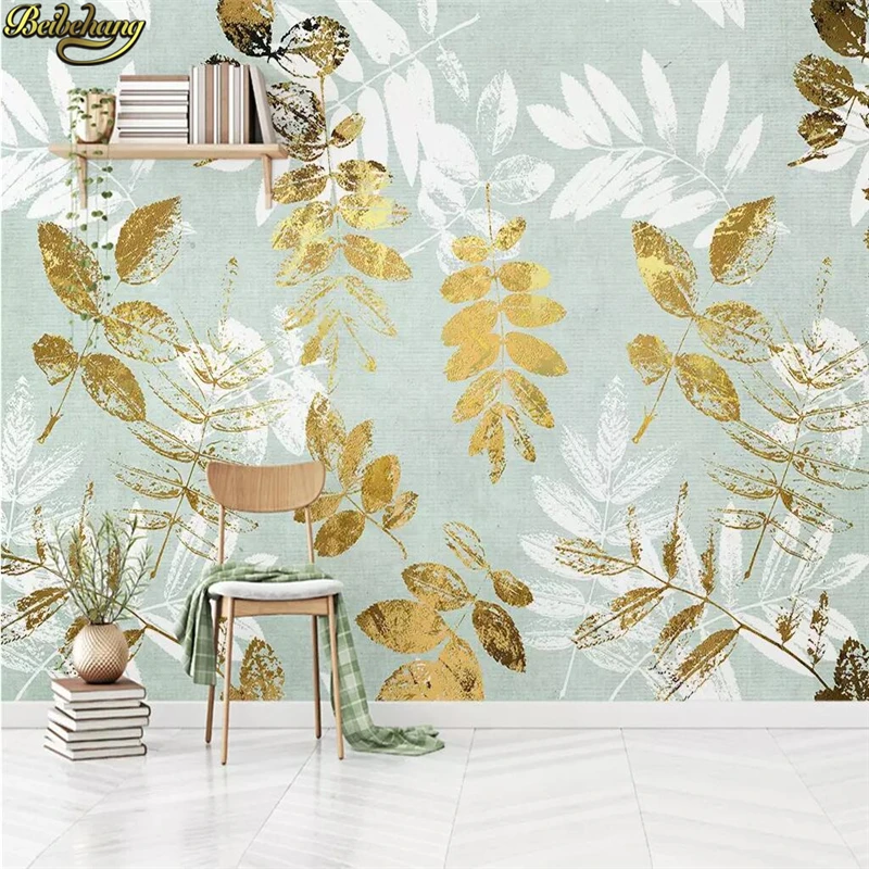 

beibehang custom Nordic golden leaves background Photo Wallpaper Landscape 3D Wall Mural Living Room TV Sofa Backdrop Wall paper