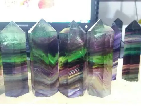 

TOP!!!4PCSNatural amethyst fluorite Green fluorite wand point healing energy