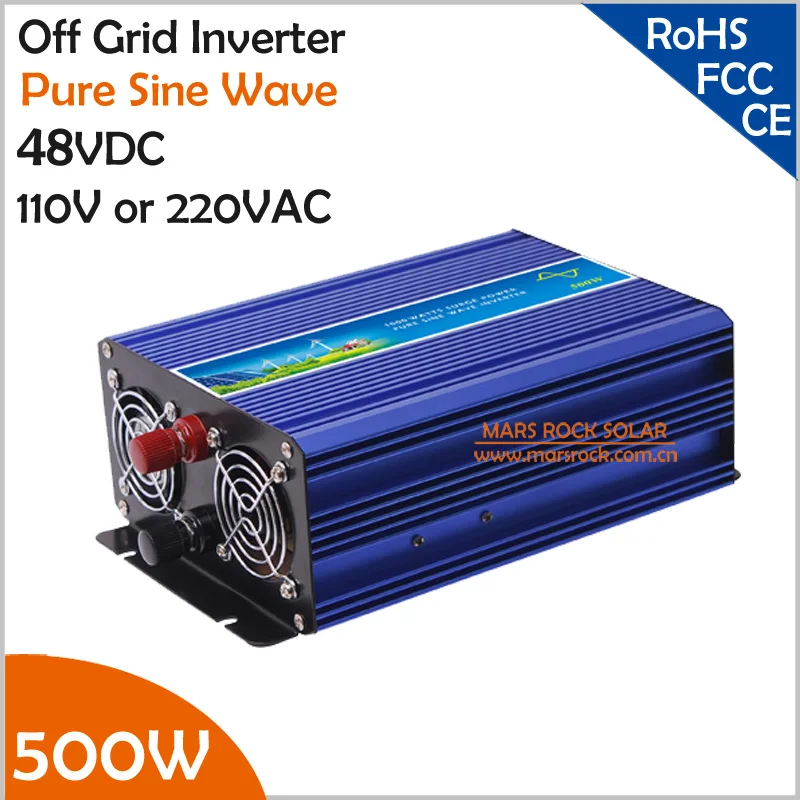 48VDC Off Grid Inverter, 500W Pure Sine Wave Inverter for 110VAC or 220VAC Appliances in Solar or Wind Power System