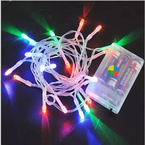 10 Stks/partij Kerst Verlichting Battery Operated Led Fairy Light 2M 20Leds String Flexibele Tape Lamp Outdoor Tuin Licht in Multi