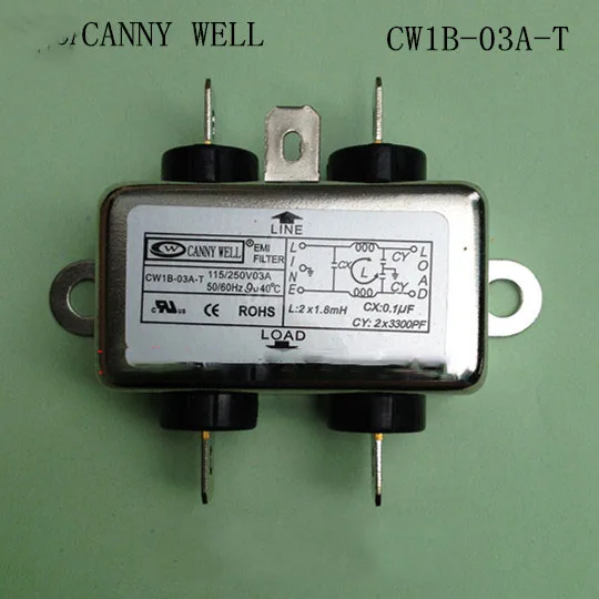 

CW1B-03A-T EMI power filter AC 3A power supply purifier 110-250V3A Electrical Equipment