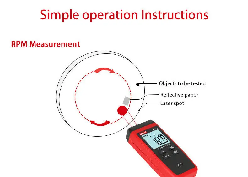 UNI-T UT373 Digital Speed Tachometer RPM Laser Non-contact Tacometro 99999 Counts Mini RPM Meter Backlight