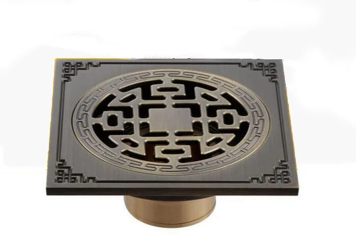 Waste Antique Floor Drain Brass Bathroom Accessory Euro Linear Shower Wire Strainer Carved Cover Drains Drain Strainers DR777