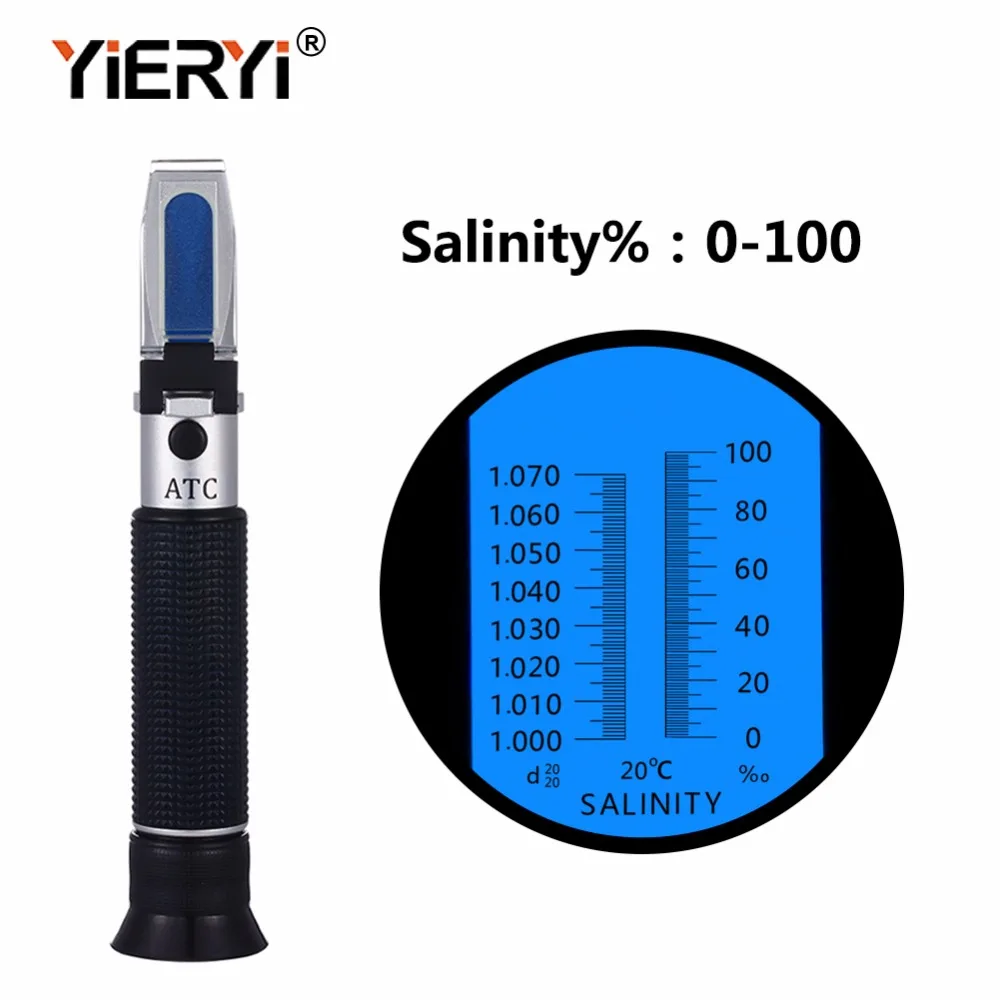 

Yieryi PPt 100% Salinity Meter 0-10 Sodium Chloride Concentration Mariculture Breeding Refractometer Sea Gravimeter Aquarium