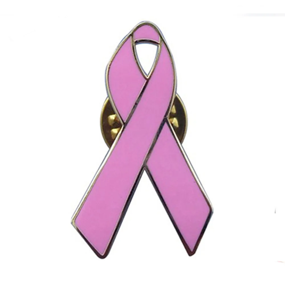 Custom Metal Enamel Cancer Pink Ribbon Lapel Pin