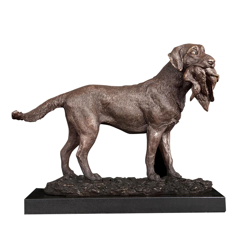 ArtsHom DW-039 Hunting Dog With Prey Bronze Statue Bronze Metal Art Animal Dog Figurines For Indoor Decoration