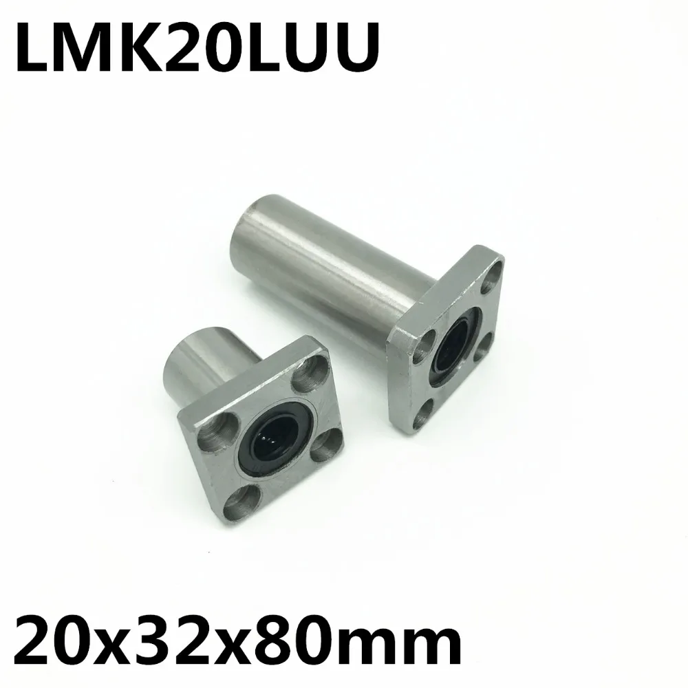 

2pcs LMK20LUU for 20mm shaft linear bearing square flange ball bearing bush 20x32x80 mm LMK20 Free Shipping