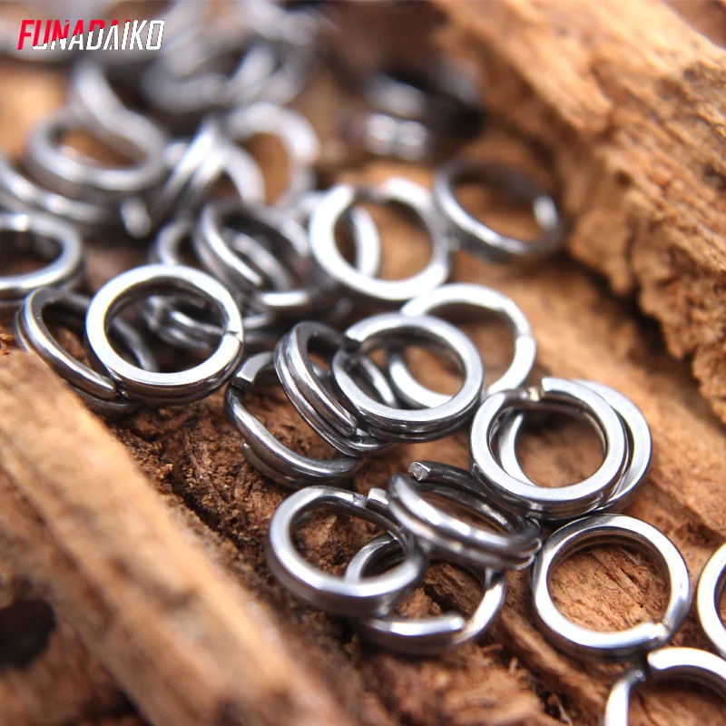 FUNADAIKO Stainless steel fishing split Rings flat fishing swivel knot lure double ring fishing split rings strong accessories