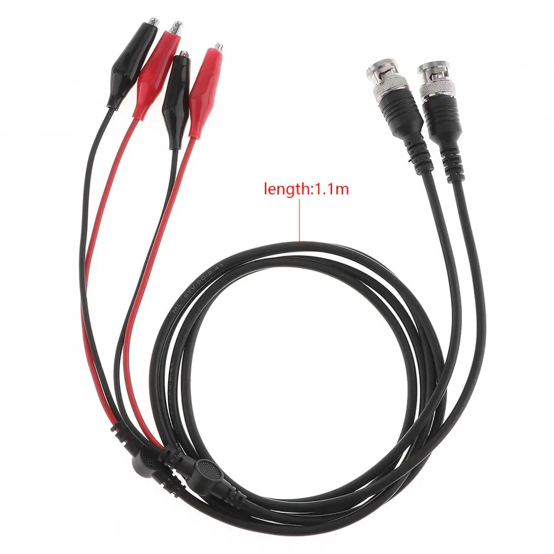 2pcs/lot BNC Q9 Male Plug To 35mm Dual Alligator Clip Oscilloscope Test Probe Cable Oscilloscope Measurement Accessory