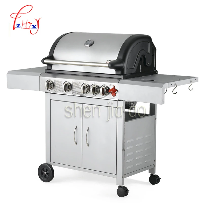 في الهواء الطلق/المنزلية موقد غاز الفولاذ المقاوم للصدأ متعددة الوظائف أربعة شبكة شواء الصادرات ، 4 مواقد 1 قطعة