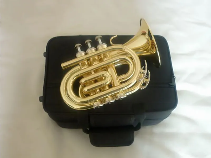 High Quality Brass Bb Pocket Trumpet Cornet Appearance Golden Plated TR-400 Bb Trumpete Professional Trompeta With Case