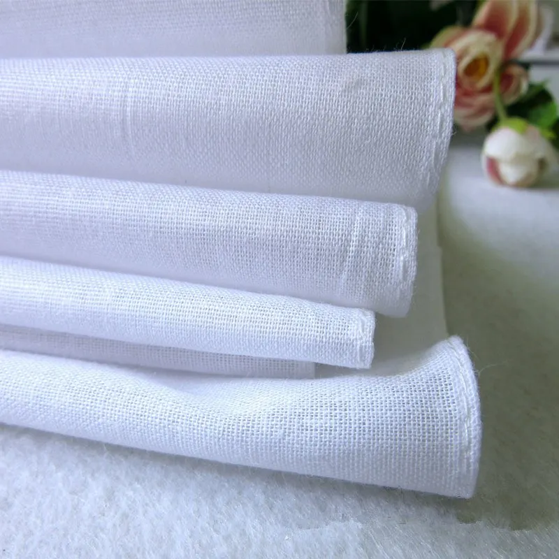 12Pcs Men Pocket White Cotton Thin Handkerchiefs Sweat Towel DIY Hand Drawing Pocket Square Plain Handkerchief Hot QLY9354