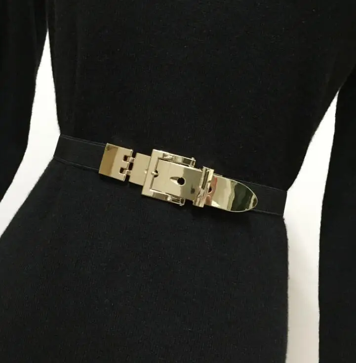 Women's runway fashion metal buckle elastic Cummerbunds female Dress Corsets Waistband Belts decoration belt R1523