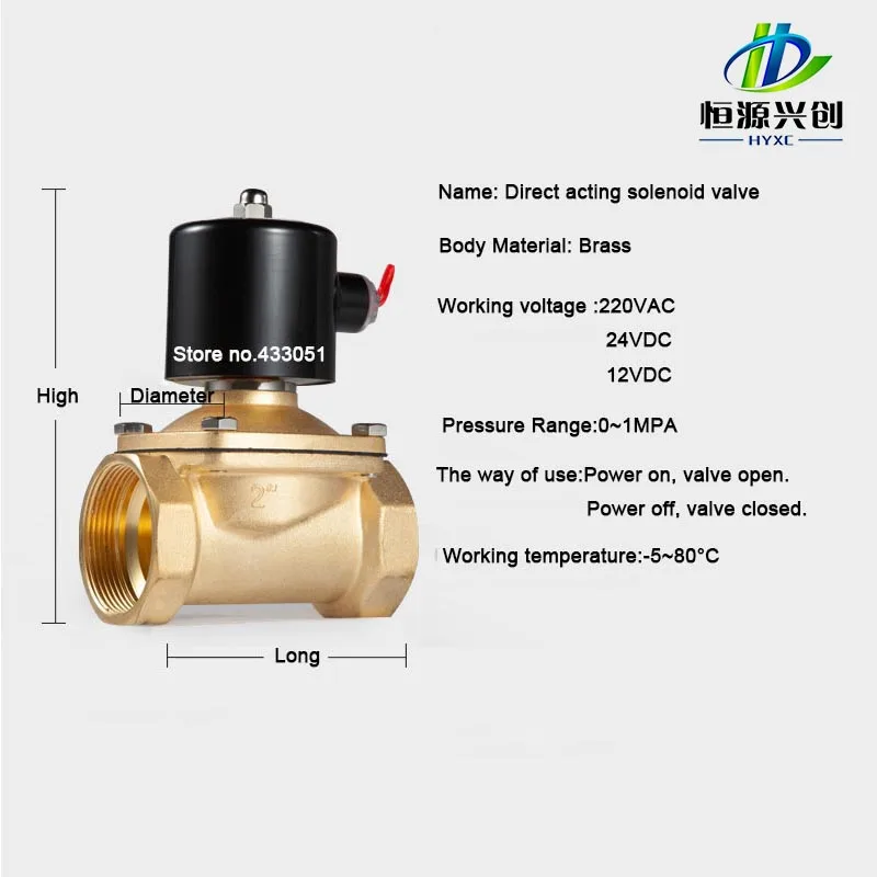 1/4",1/8",1/2",3/4",1",2", AC220V, DC12V/24V Электрический электромагнитный клапан Пневматический клапан для воды, масла, воздуха, NC