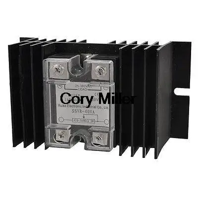 AC 25-380V Solid State Relay Voltage Resistance Regulator 40A w Black Heat Sink