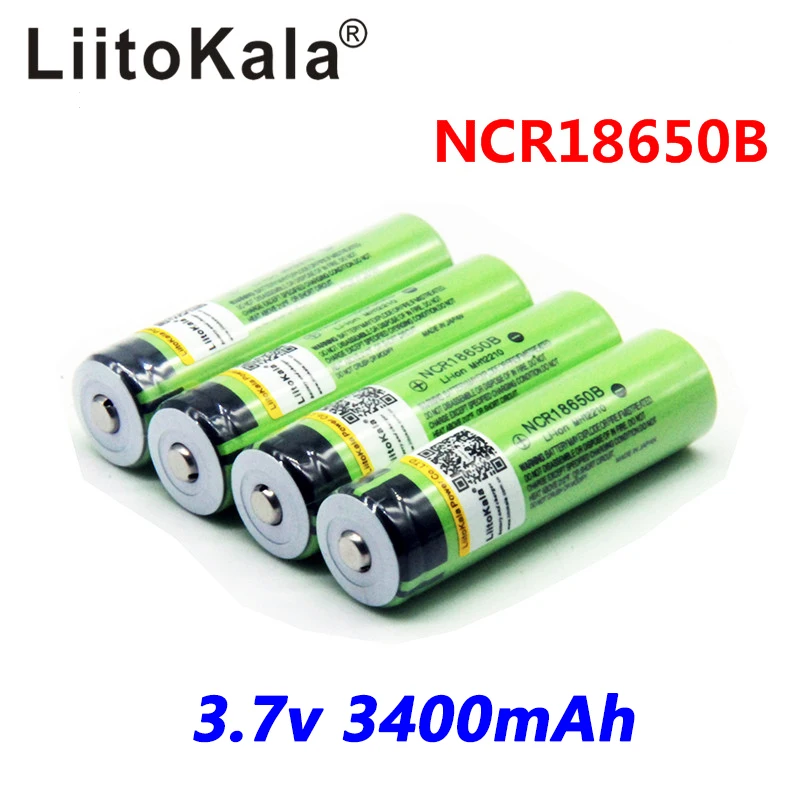 Liitokala-bateria de íon recarregável ncr 18650b 18650 3400, bateria de 3000 mah recarregável para lanterna