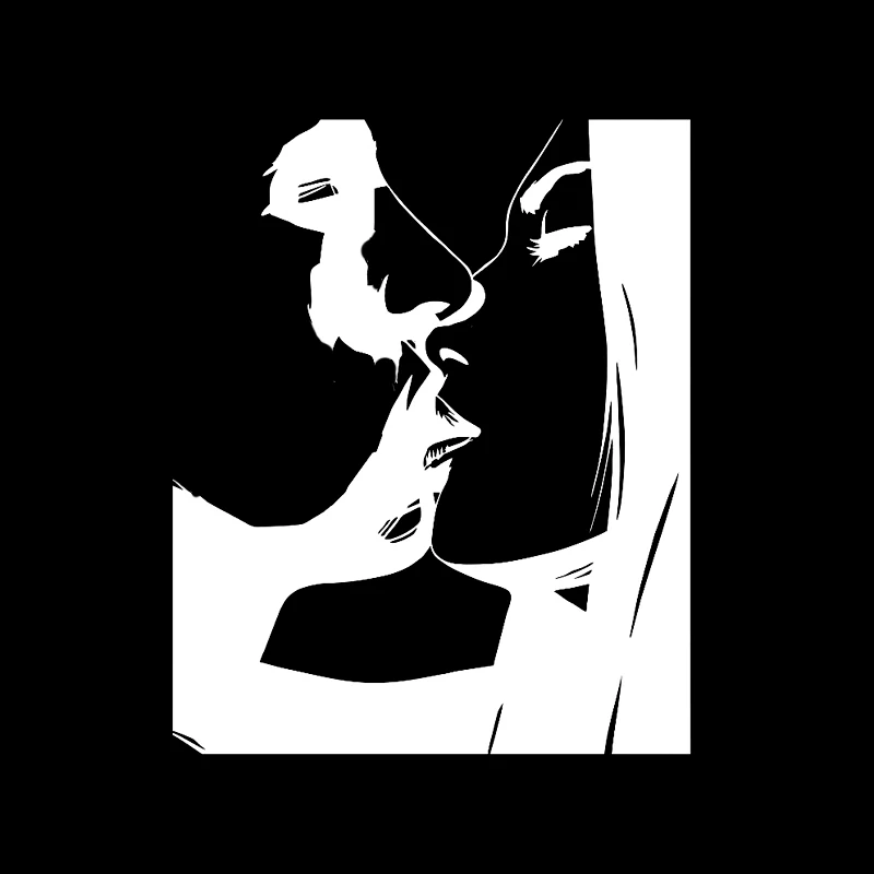 YJZT 12.7CM*15.5CM Kiss Vinyl Decal Car Sticker Decor Woman Girl Man Love Romance Passion Black/Silver C3-0231