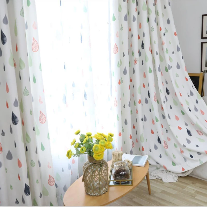 2020 Cortinas Dormitorio Printed Rushed Abstract Cute Raindrops For Bedroom Living Room Children Curtain For Treatments Ah83 