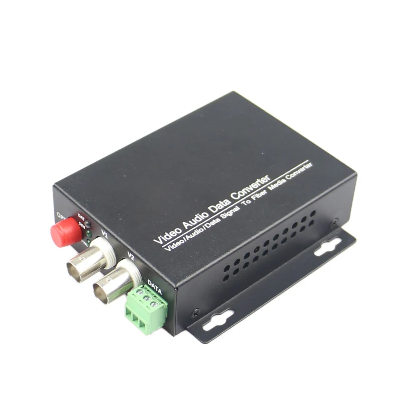 1Pair 2 Channels fiber converter Fiber Digital monitoring Video/Audio  with 1 Channels 485 reverse data single fiber