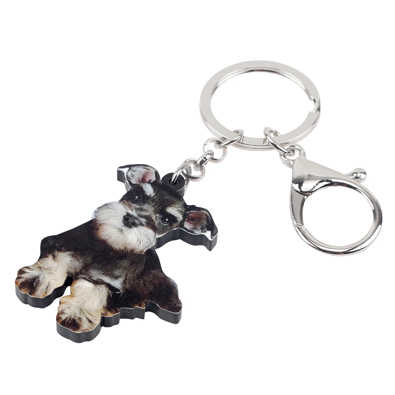 WEVENI Acrylic Cute Schnauzer Dog Key Chains Keychains Rings Animal Jewelry For Women Girls Bag Wallet Pendant Charms Wholesale