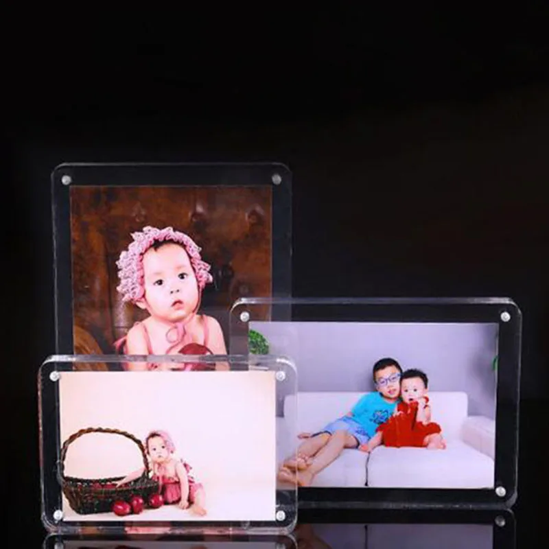 Acrylic Photo Frame Magnetic Picture Frame 4/5/6/7inch Transparent Reatangle Frame Desk Table Decor Wedding Family Photo Holder