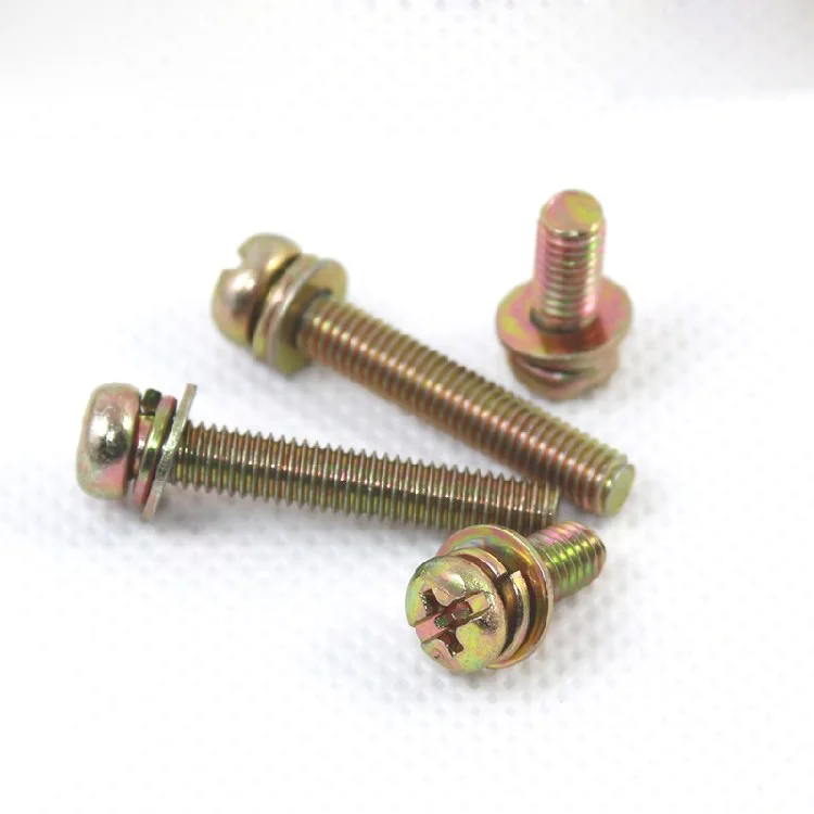 30pcs M2.5 Color-plated zinc iron Phil-Slot screw Round head nickel plated three combination screws bolts 6mm-16mm length