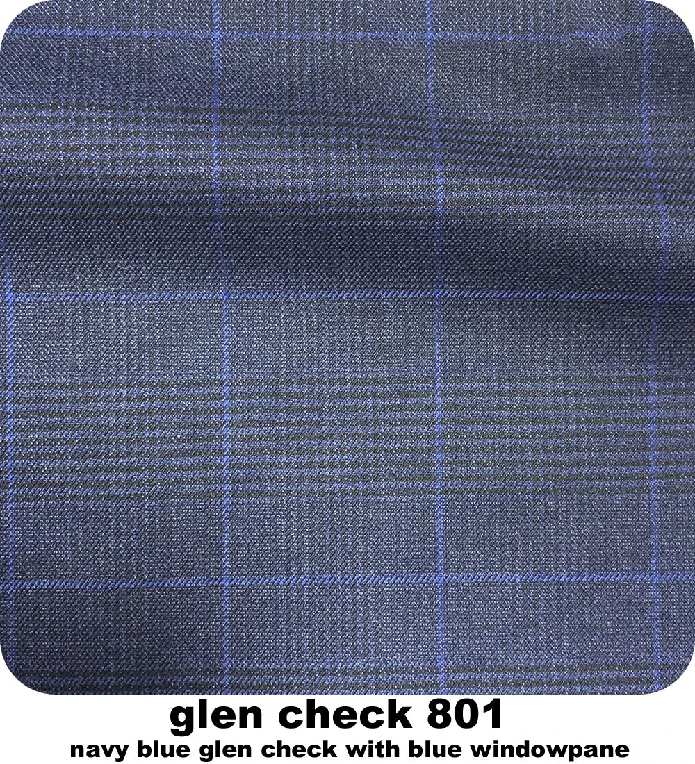 Navy Blue Glen Check Men Suit Custom Made Slim Fit Glen Plaid Two-piece Suit Men Prince Of Wales Checkered Suit with Windowpane