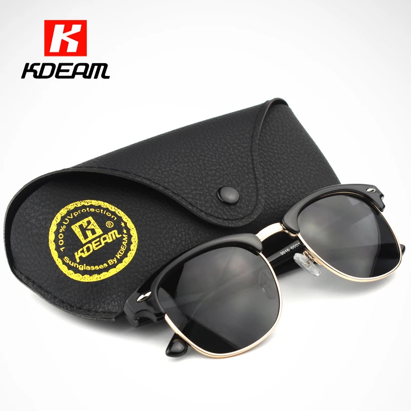 

Mixed Classic Style Polarized Sunglasses Women High Fashion Polaroid Glasses Half-Gold Frame Sunglass With Leather Case