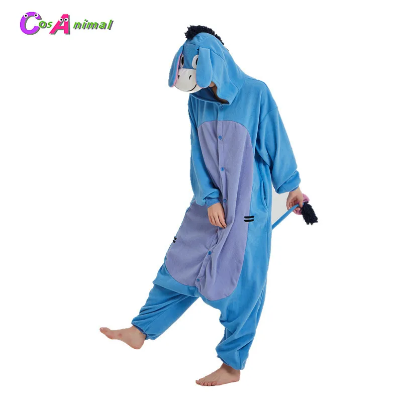 Adult Donkey Kigurumi And Slippers Women Cartoon Costume Men Animal Onesie Pajamas Halloween Carnival Party Jumpsuit