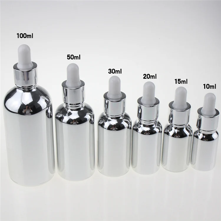 hot sale high-grade 100pcs  empty 10ml glass dropper bottles ,glass dropper bottle 10ml , silver colored glass bottles dropper