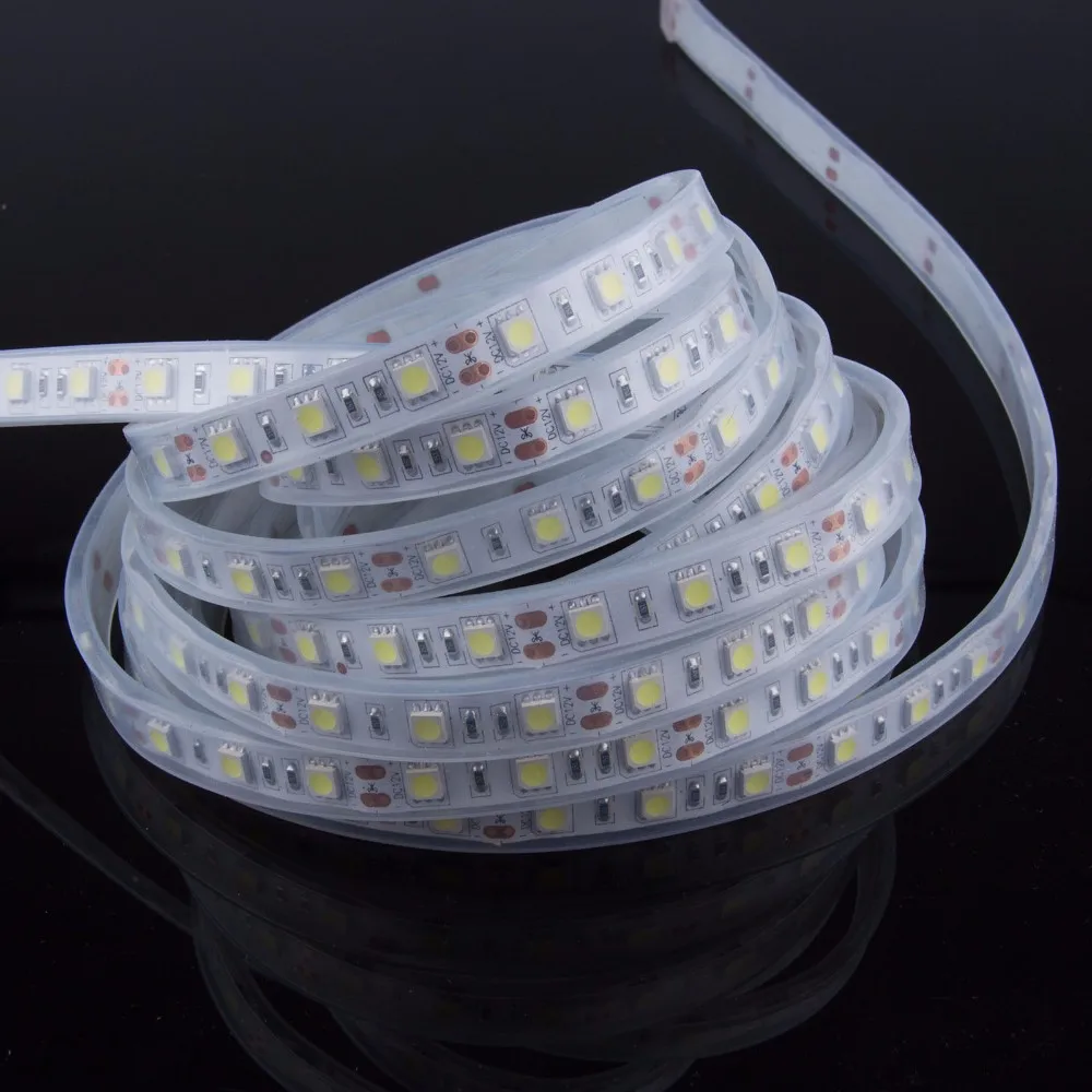 

IP67 / IP68 Waterproof LED Strip Light 5050 DC12V 60LED/M Fita De Led High Quality Silicon Tube Outdoors / Under Water LED Strip