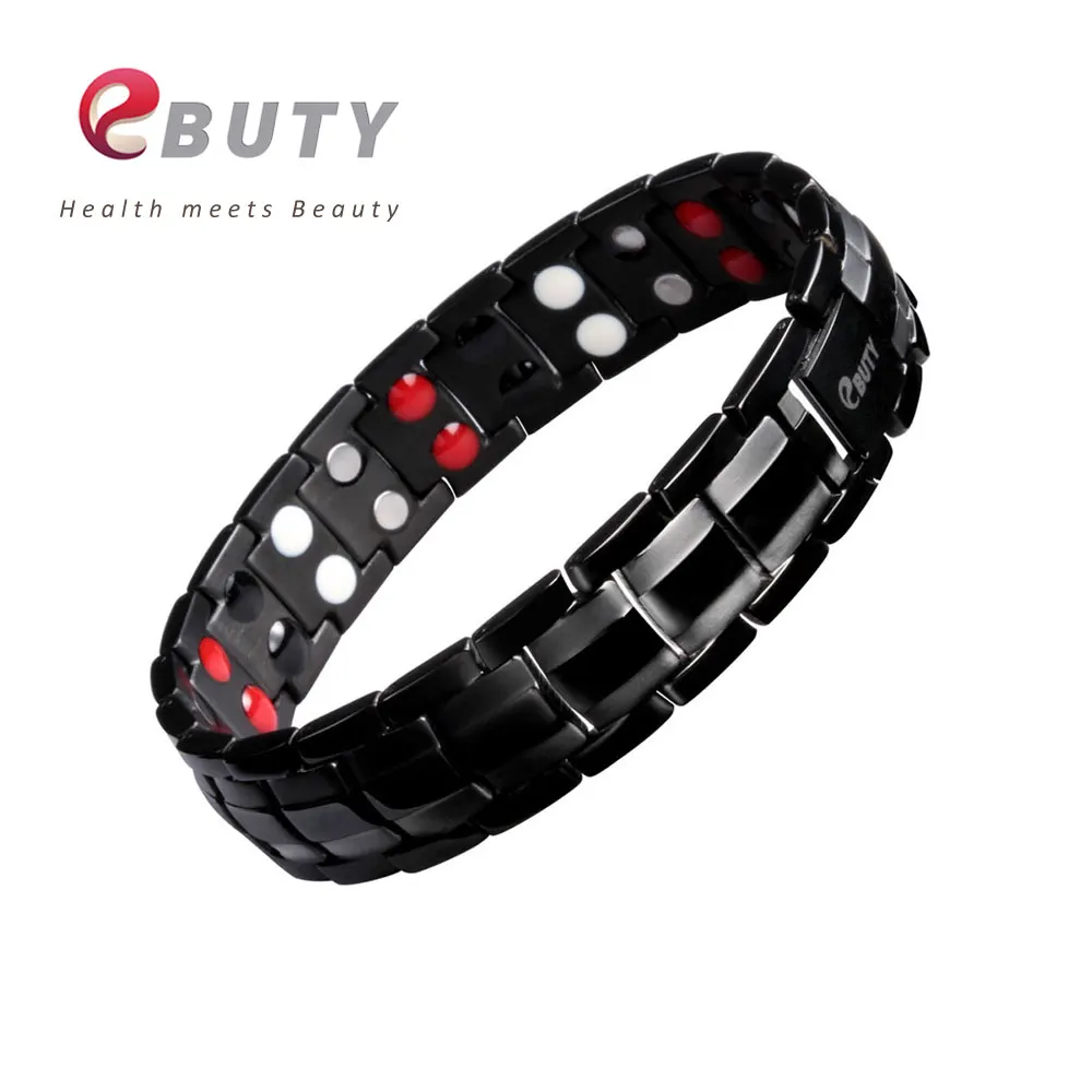 Мужской браслет EBUTY из стали 316L с германием 4 в 1, Энергетический Браслет с отрицательными ионами, FIR и магнитным камнем, спортивные модные ювелирные украшения