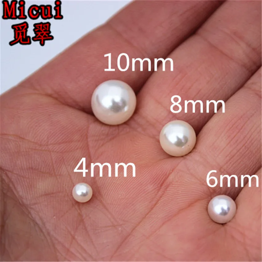 100pcs 4/6/8/10mm No Hole Imitation Pearls Round Glue on Loose Beads Garment Handmade DIY for Jewelry Making Accessories  MC758