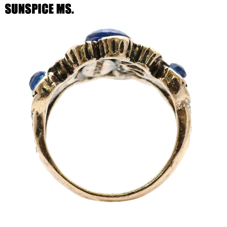 SUNSPICE MS. Turkey Rings For Women Hollow Vintage Wedding Ring Jewelry Ancient Gold Color Colorful Resin Stone Anillos Mujer