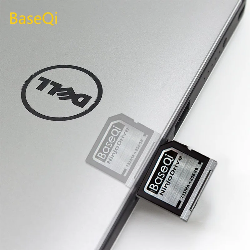 BaseQi NinjaDrive Aluminum 256GB High-speed Expansion Memory Card SD Card For Dell XPS 13/15-inch