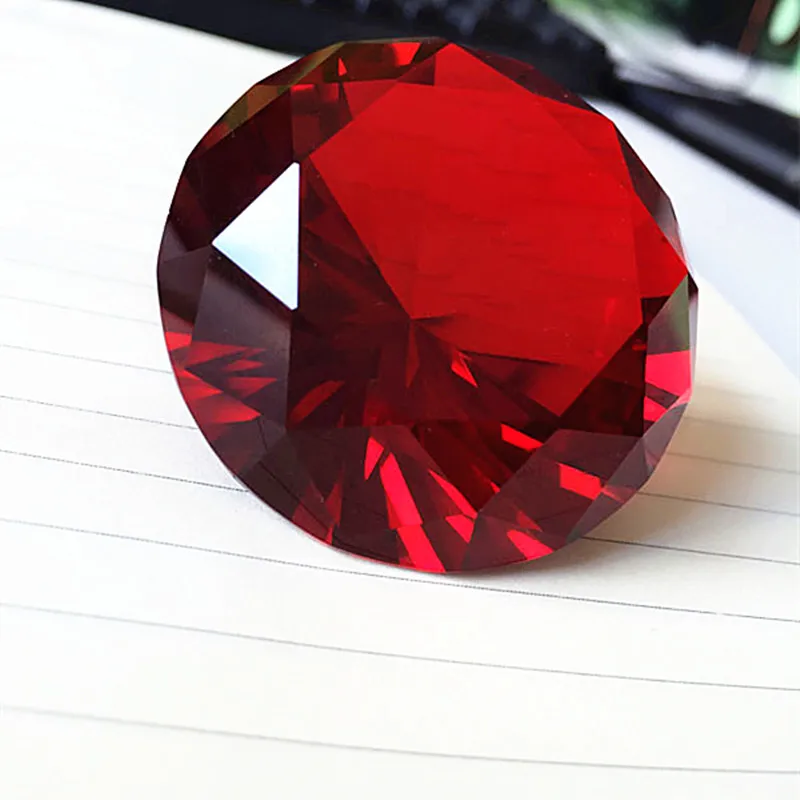 Hot Selling 60mm Red Color Beautiful Crystal Diamond Paperweight for Valentines's Day, Wedding Party Gift and Home Decoration