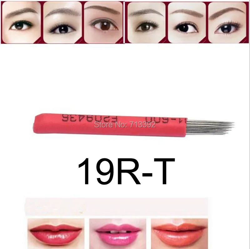 

19R *100pcs (tilted) Permanent Makeup Eyebrow Tatoo Blade Microblading Needles Manual Tattoo Needles