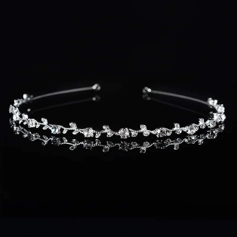 SLBRIDAL Rhinestones Crystal Wedding Tiara Headband Bridal Princess Crown Hair Accessories Bridesmaids Jewelry Women Headpieces