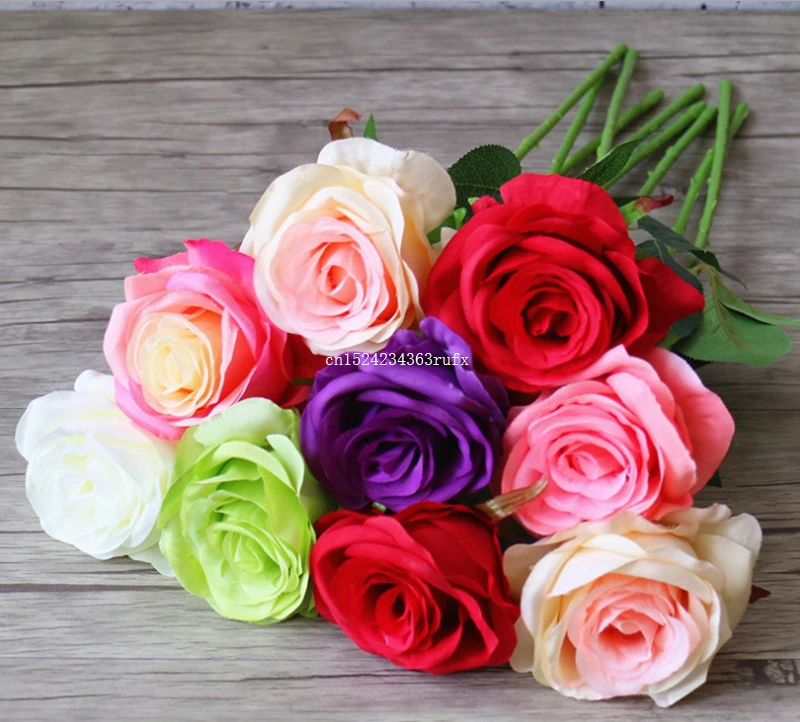 

100pcs Latex Rose Artificial Flowers Home Wedding Marriage Decoration Roses Bouquet Flower Ivory Real Touch Roses