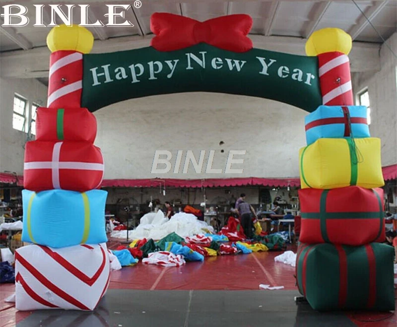 

6mW gift box style advertising Christmas inflatable archway large Merry Christmas arch for event decoration