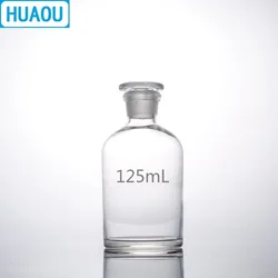 HUAOU 125mL Narrow Mouth Reagent Bottle Transparent Clear Glass with Ground in Glass Stopper Laboratory Chemistry Equipment