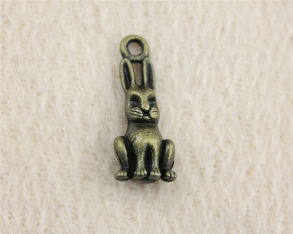 30pcs/lot 24*10*8mm ancient bronze 3D Rabbit charm Pendants DIY jewelry for bracelet necklace earring