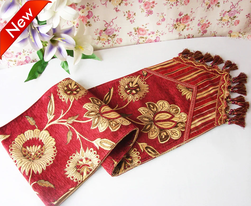 Red upscale fashion trade European pastoral coffee table cloth table Bubu arts table flag table mats Specials