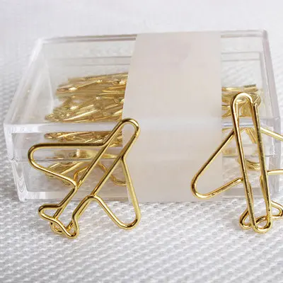 20 Clips Air Plane Cute Rose Gold Paper Clips Decorative Binder Clips Metal Paper Clip