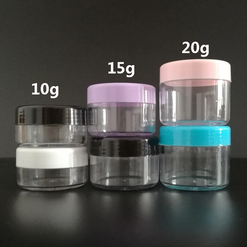 100pcs 10g 15g 20g Portable Clear Refillable Bottle Sample Cosmetic Containers  Empty Eyeshadow Lip Balm Face Cream Storage Jar