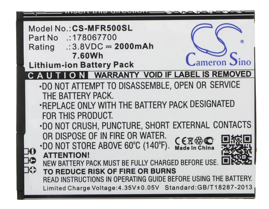 Cameron Sino 2000mAh Battery 178067700 for Mobiwire Ahiga,Pegasus,TH305L-XDFBH0000176 for KAZAM Thunder 350L,for SFR Startrail 5