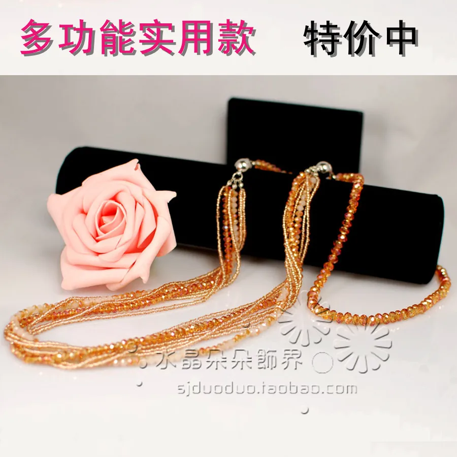 New arrival multifunctional handmade long design crystal necklace long necklace design crystal accessories