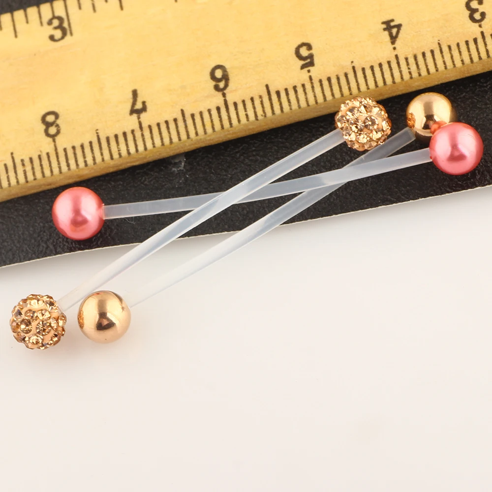 JUNLOWPY Pregnancy Navel Ring Flexible Belly Button Rings Bioplast Long Belly Rings Body Piercing Jewelry Mix 4 Styles 80pcs