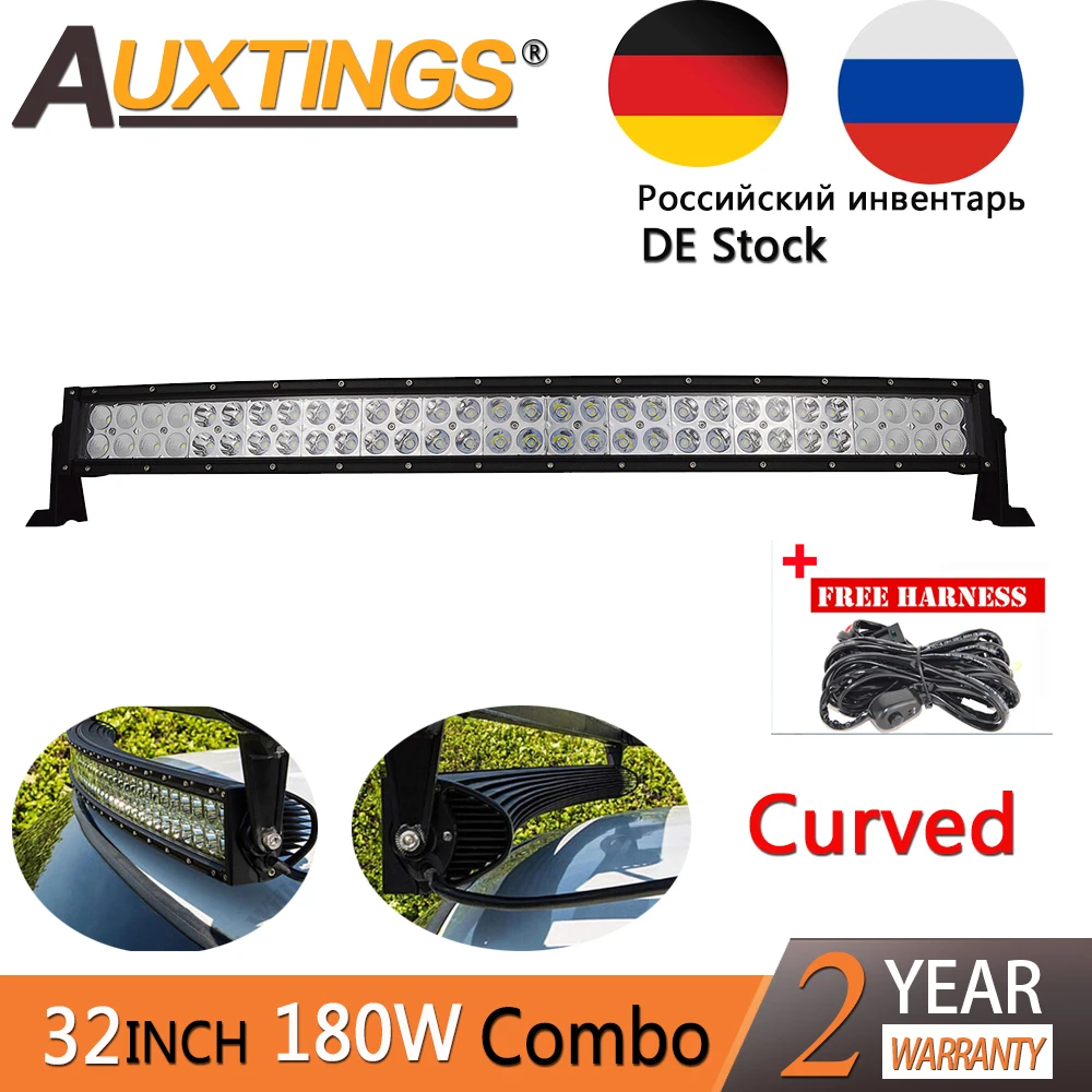 

Auxtings 32''inch 180W Curved OffRoad Flood Spot Comb LED Work Light Bar for Tractor Boat 4WD 4x4 Car Truck SUV ATV RU DE Stock