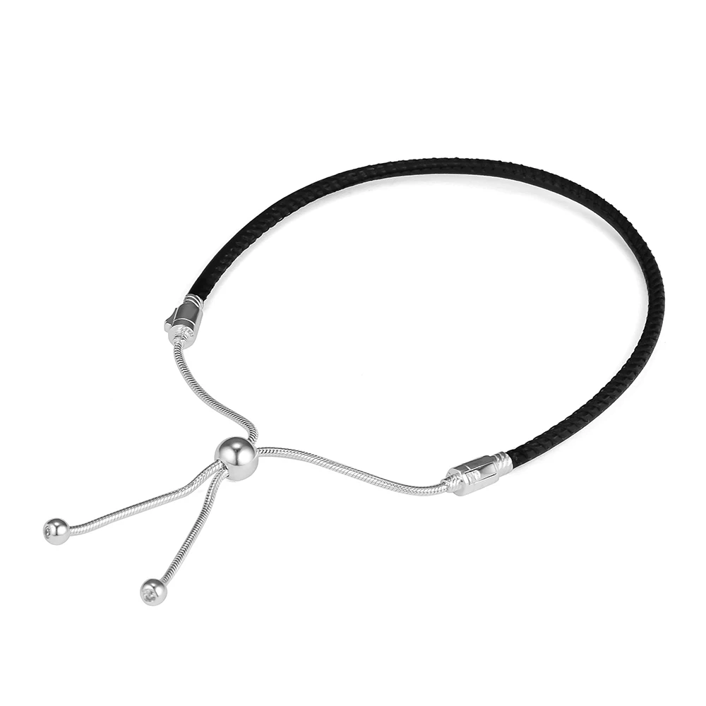 

CKK Bracelet for women Men Black Leather Bracelets Pulseira Feminina Masculina Pulseras Mujer Moda Silver 925 Sterling jewelry